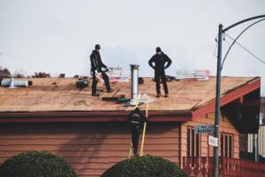 Roof Repair Workers on Roof, Roofing Insurance Claim